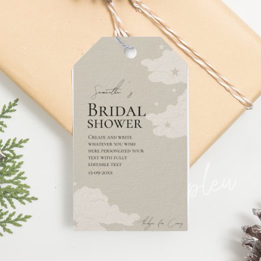 Rusticale minimalistische wolk babyshower Dankjewe Cadeaulabel