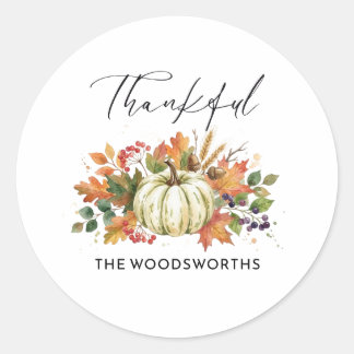 Rusticale Pompoen Familie Naam Thanksgiving Ronde Sticker