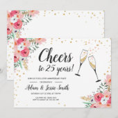 Rusticale uitnodiging 25e trouwdag bloem (Voorkant / Achterkant)
