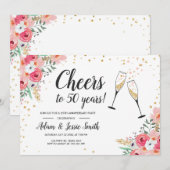 Rusticale uitnodiging 50ste huwelijksjubileum bloe (Voorkant / Achterkant)
