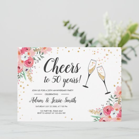 Rusticale uitnodiging voor 50-jarig huwelijksfeest (Staand voorkant)