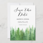 Rusticale waterverf bos groenblijvende QR-code  Save The Date (Voorkant)