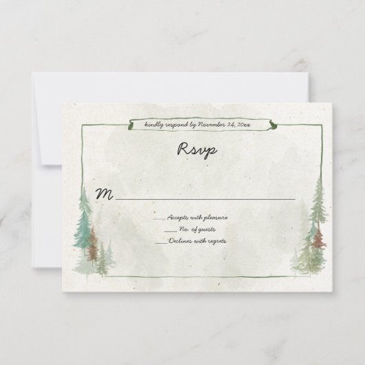 Rusticale Waterverf Dennenbos RSVP (Voorkant)