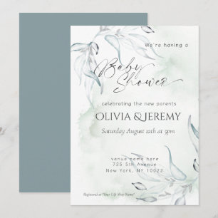 Rusticale Waterverf Eucalyptus Baby Shower Kaart