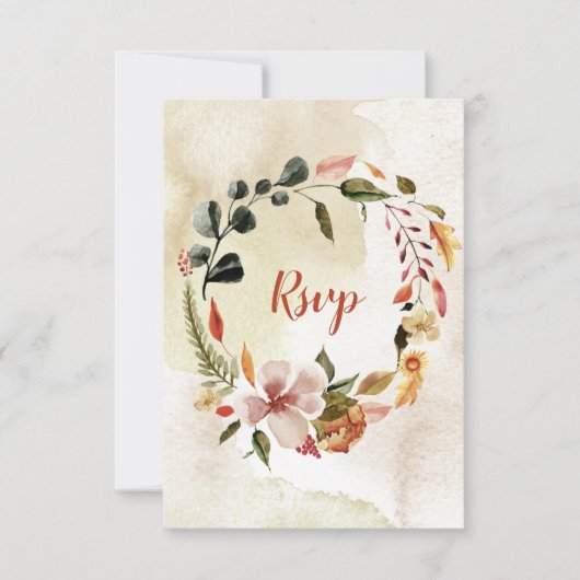 Rusticale waterverf herfst bloemen RSVP Kaartje (Voorkant)