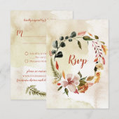 Rusticale waterverf herfst bloemen RSVP Kaartje (Voorkant / Achterkant)