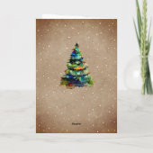 Rusticale Waterverf Kerstboom Sneeuwvlokken Feestdagen Kaart (Achterkant)