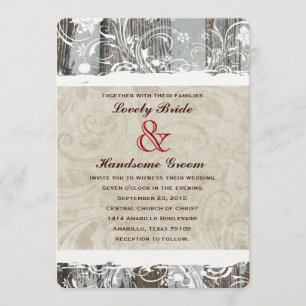 Rusticana Wood Parchment Wedding Invitting Kaart