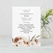 RusticNeutral Boho Floral Wedding Ceremony Program Kaart (Staand voorkant)