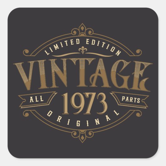 rustiek 1973 vierkante sticker (Voorkant)