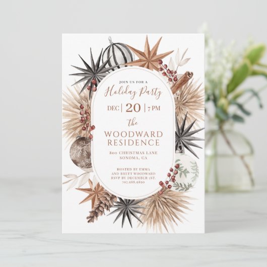 Rustiek aards feest kaart (Staand voorkant)