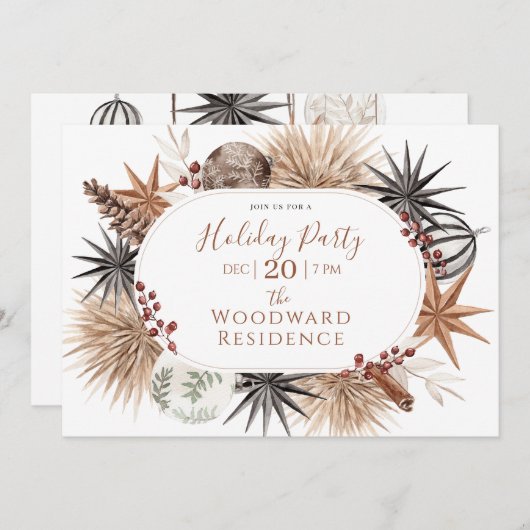 Rustiek aards feest kaart (Voorkant / Achterkant)