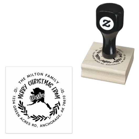 Rustiek Alaska Vrolijk Kerstmis Retouradres Rubberstempel (Gestempeld)
