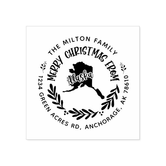 Rustiek Alaska Vrolijk Kerstmis Retouradres Rubberstempel (Afrduk)