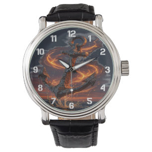 Rustiek anker met vuurlicht - Nautisch Zee Lover Horloge