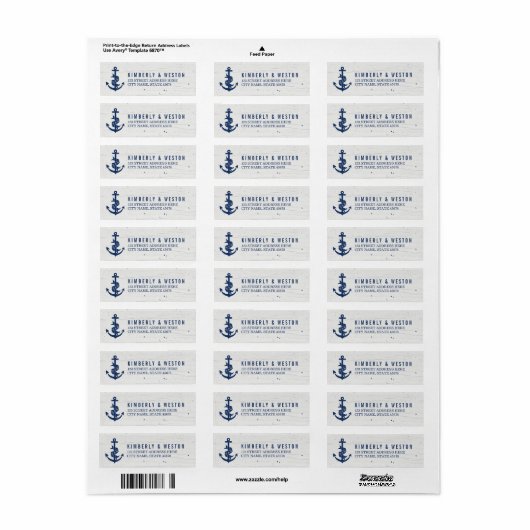 Rustiek Anker Monogram Retouradres Labels (Full Sheet)