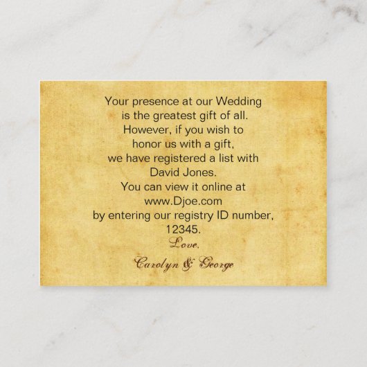 rustiek, , anker nautische Gift register Informatiekaartje (Achterkant)