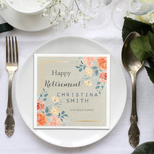 Rustiek Antiek Bloemen Waterverf Pensioen Party Servet