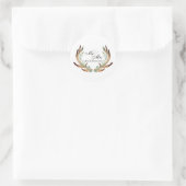 Rustiek Antler en wijnstok Waterverf Mr & Mrs Ronde Sticker (Tas)