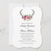 Rustiek Antlers Boho Bloemen Allure Bruiloft Kaart (Voorkant)
