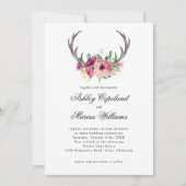 Rustiek Antlers Boho Bloemen Allure Bruiloft Kaart (Voorkant)