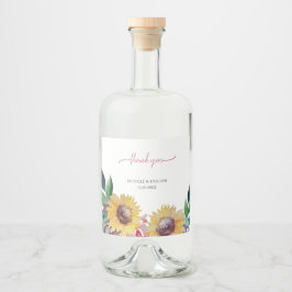 Rustiek Artistieke Zonnebloem Waterverf Art Likeurfles Etiket