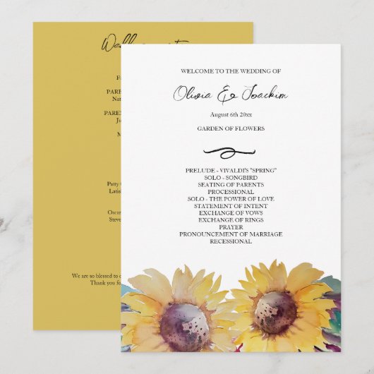 Rustiek Artistieke Zonnebloem Waterverf Art Programma (Voorkant / Achterkant)