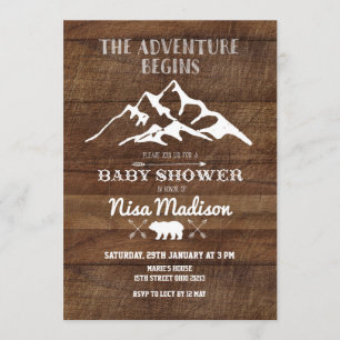 Rustiek avontuur begint met Baby shower Invitation Kaart