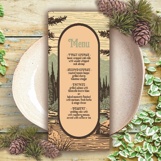 Rustiek Avontuur Berg Bos Bruiloft Menu