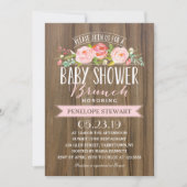 rustiek Baby shower | Baby shower Invitation Pink Kaart (Voorkant)