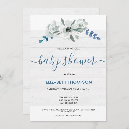 Rustiek Baby shower Custom Waterverf bloemenhout (Voorkant / Achterkant)