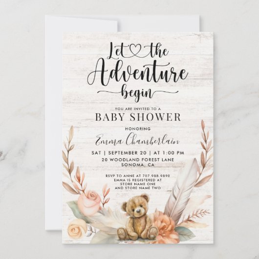 Rustiek Baby shower doucheavontuur begint Kaart (Voorkant)