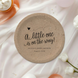 Rustiek Baby shower, Kraft, Genderneutraal Aangepa Papieren Bordje