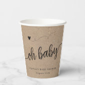 Rustiek Baby shower, Kraft Oh Baby Custom Papieren Bekers (Achterkant)