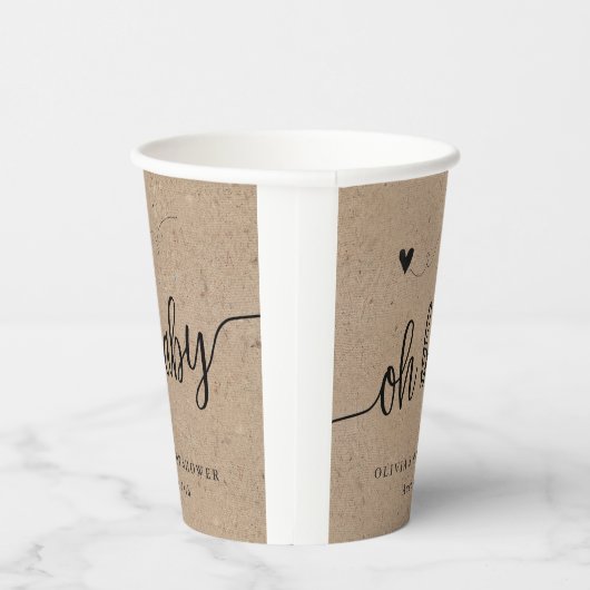 Rustiek Baby shower, Kraft Oh Baby Custom Papieren Bekers (Rechts)