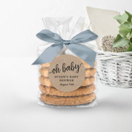 Rustiek Baby shower, Kraft, Oh Baby Favor Tag