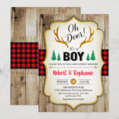 Rustiek Baby shower - Oh Deer Kaart (Voorkant / Achterkant)