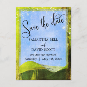 Rustiek Bananenblad met Lichten Boho Save the Date Aankondigingskaart