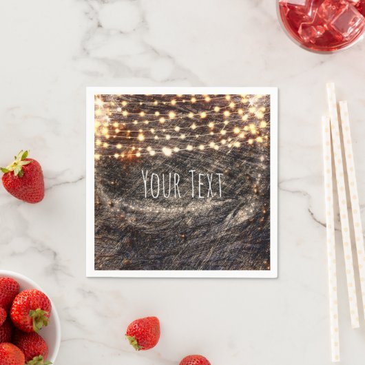 Rustiek Bark Wood & Sparkle Lights Herfst Party Servet (Insitu)