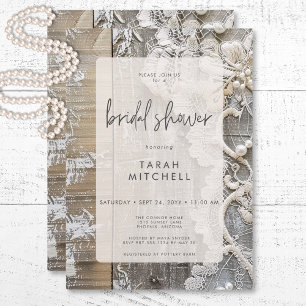 Rustiek Barnwood & Bridal Lace Vrijgezellenfeest Kaart