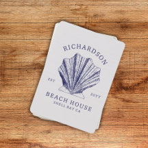 Rustiek Beach House familienaam Shell | marineblau