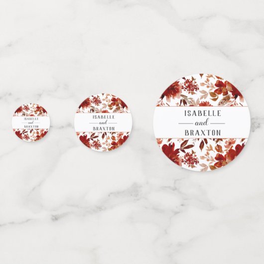 Rustiek Beauty Floral Waterverf Bruiloft Monogram Confetti (Voorkanten)