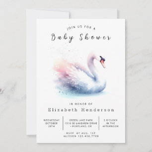 Rustiek bedrukbaar zwaan Baby shower Kaart