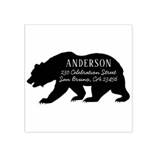 Rustiek Beer Aangepaste familienaam & retouradres Rubberstempel