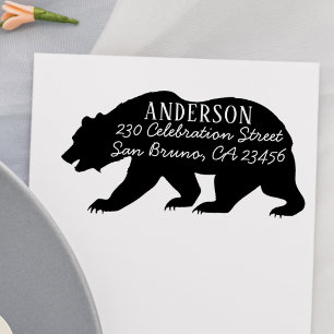 Rustiek Beer Aangepaste familienaam & retouradres Zelfinktende Stempel