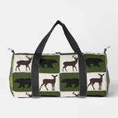 Rustiek Beer & Herten, Donkergroen & Cream Squares Plunjezak (Voorkant)