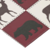 Rustiek Beer & Herten, Donkerrood & Cream Squares Tafelkleed (Gekanteld)