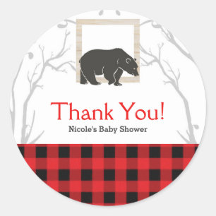 Rustiek Beer Plaid Baby shower Party bruiloft guns Ronde Sticker