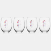 Rustiek Beige Acryl Bloemen Boeket Bruiloft Wijnglas Zonder Voet (Achterkant)