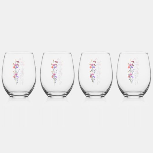 Rustiek Beige Acryl Bloemen Boeket Bruiloft Wijnglas Zonder Voet (Achterkant)